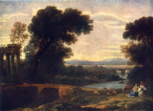 Картина "landscape with rest in flight to egypt" художника "лоррен клод"