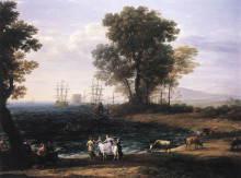 Репродукция картины "coast scene with the rape of europa" художника "лоррен клод"