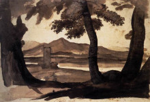Копия картины "view of the campagna" художника "лоррен клод"