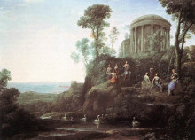 Копия картины "apollo and the muses on mount helicon" художника "лоррен клод"