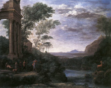 Копия картины "landscape with ascanius shooting the stag of sylvia" художника "лоррен клод"