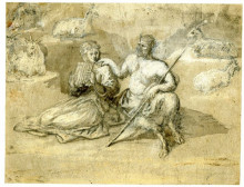 Картина "drawing of a satyr, a girl and goats" художника "лоррен клод"