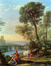 Копия картины "landscape with apollo guarding the herds of admetus" художника "лоррен клод"