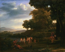 Репродукция картины "landscape with dancing satyrs and nymphs" художника "лоррен клод"