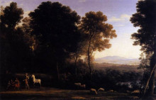 Репродукция картины "landscape with erminia in discourse with the old man and his sons" художника "лоррен клод"