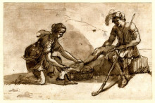 Картина "study to pastoral landscape with figures" художника "лоррен клод"