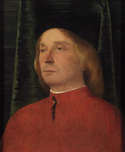 Репродукция картины "portrait of a young man in red garment" художника "лотто лоренцо"