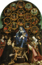 Картина "madonna of the rosary" художника "лотто лоренцо"