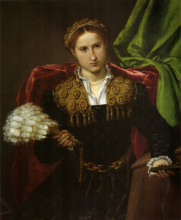 Репродукция картины "portrait of laura da pola, wife of febo da brescia" художника "лотто лоренцо"