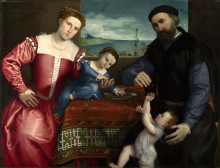 Картина "portrait of giovanni della volta with his wife and children" художника "лотто лоренцо"
