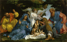 Копия картины "holy family with angels and saints" художника "лотто лоренцо"
