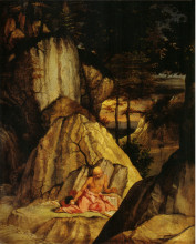 Картина "st. jerome meditating in the desert" художника "лотто лоренцо"