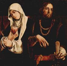 Копия картины "altar of recanati polyptych, crowning of the right wing: st. catherine of siena, and st. sigismund" художника "лотто лоренцо"