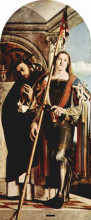 Копия картины "altar of recanati polyptych, the right wing: martyr st. peter and st. vitus" художника "лотто лоренцо"