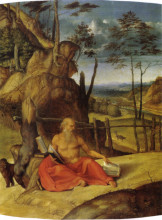 Копия картины "st. jerome in the desert" художника "лотто лоренцо"
