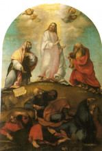Репродукция картины "the transfiguration of christ" художника "лотто лоренцо"