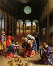 Картина "christ&#39;s farewell to mary" художника "лотто лоренцо"