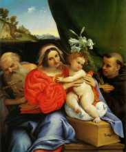 Репродукция картины "madonna with st. jerome and st. anthony of padua" художника "лотто лоренцо"