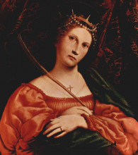 Репродукция картины "st. catherine of alexandria" художника "лотто лоренцо"