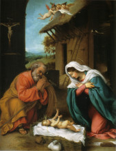Репродукция картины "nativity of christ" художника "лотто лоренцо"