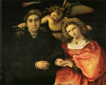 Репродукция картины "signor marsilio cassotti and his wife, faustina" художника "лотто лоренцо"