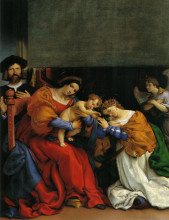 Копия картины "the mystic marriage of st. catherine with the patron niccolo bonghi" художника "лотто лоренцо"