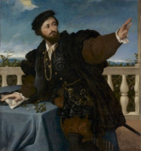 Картина "a nobleman on a balcony" художника "лотто лоренцо"