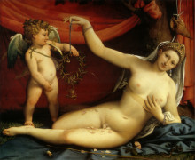 Картина "venus and cupid" художника "лотто лоренцо"