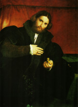 Картина "portrait of a gentleman with lion paw" художника "лотто лоренцо"
