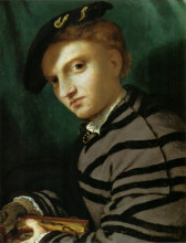 Репродукция картины "portrait of a young man with a book" художника "лотто лоренцо"