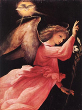 Репродукция картины "the angel of the annunciation" художника "лотто лоренцо"