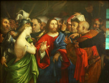 Копия картины "christ and the adulteress" художника "лотто лоренцо"