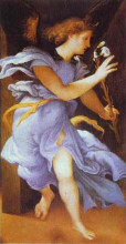 Копия картины "the angel of the annunciation" художника "лотто лоренцо"