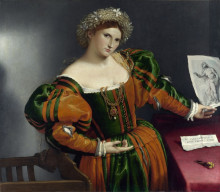 Копия картины "a lady with a drawing of lucretia" художника "лотто лоренцо"