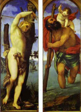 Репродукция картины "wings of a triptych: st. sebastian, st. christopher" художника "лотто лоренцо"