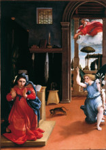 Репродукция картины "the annunciation" художника "лотто лоренцо"
