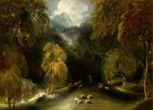 Репродукция картины "a view of dovedale, looking toward thorpe cloud" художника "лоуренс томас"