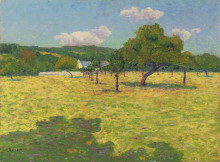Репродукция картины "field and hills" художника "луазо гюстав"