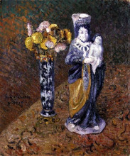 Картина "flowers and a statuette" художника "луазо гюстав"