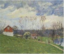 Копия картины "landscape with house" художника "луазо гюстав"
