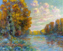 Репродукция картины "the river in autumn" художника "луазо гюстав"