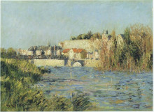 Копия картины "village in sun on the river" художника "луазо гюстав"