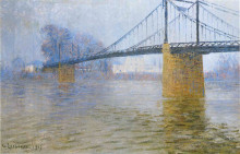 Репродукция картины "suspended bridge at triel" художника "луазо гюстав"