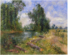 Репродукция картины "by the lorne river near caen" художника "луазо гюстав"