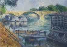 Репродукция картины "boats on the seine" художника "луазо гюстав"