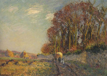 Репродукция картины "cart in an autumn landscape" художника "луазо гюстав"
