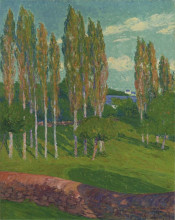 Репродукция картины "poplars in spring" художника "луазо гюстав"