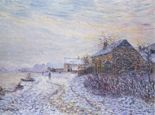 Репродукция картины "snow rifts near the seine" художника "луазо гюстав"