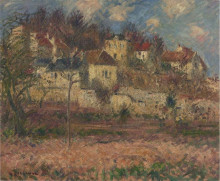 Репродукция картины "village on the hill" художника "луазо гюстав"