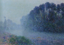 Копия картины "by the eure river mist effect" художника "луазо гюстав"